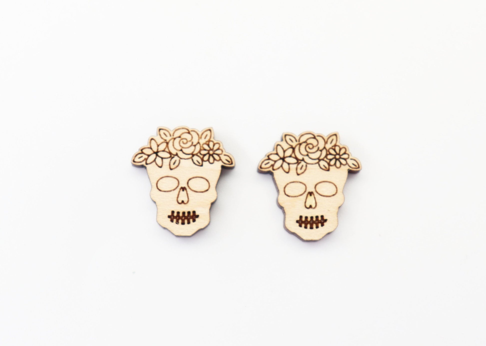 Skull wood blanks, wood studs, earring blanks