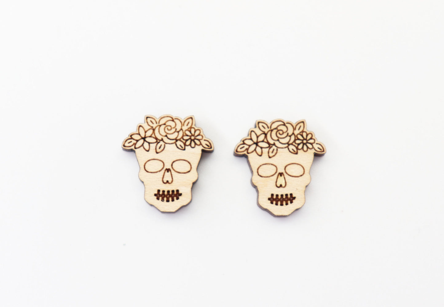 Skull wood blanks, wood studs, earring blanks