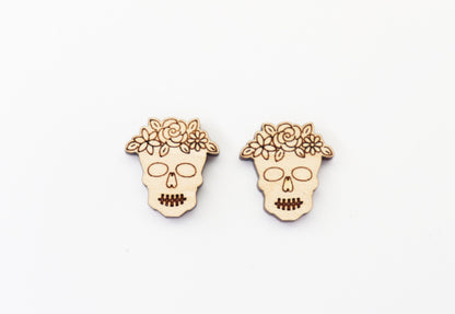 Skull wood blanks, wood studs, earring blanks