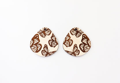 Butterfly Teardrop wood earring blanks, earring blanks