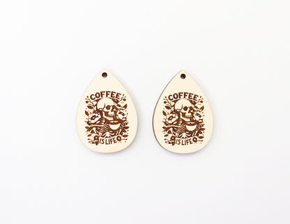 Coffee is life earrings, earring blanks