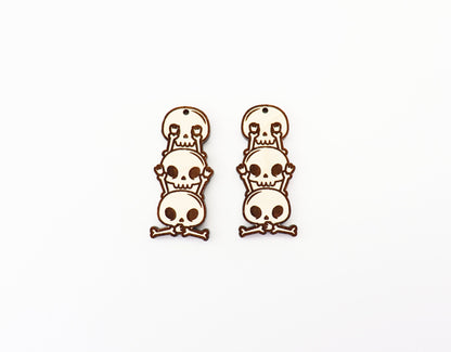 Skull earrings, earring blanks, sold per set