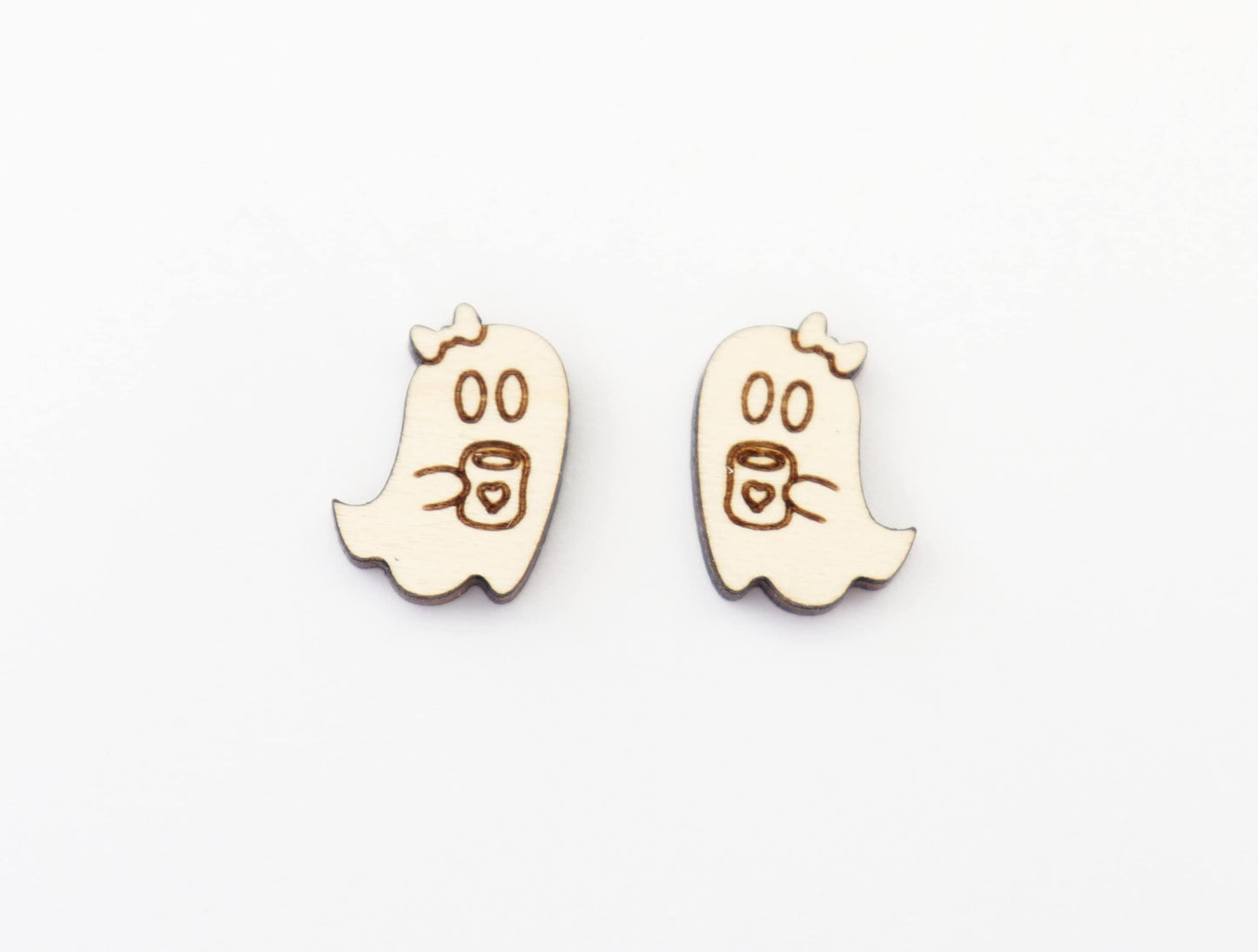 Ghost with coffee stud earring blanks, earring blanks