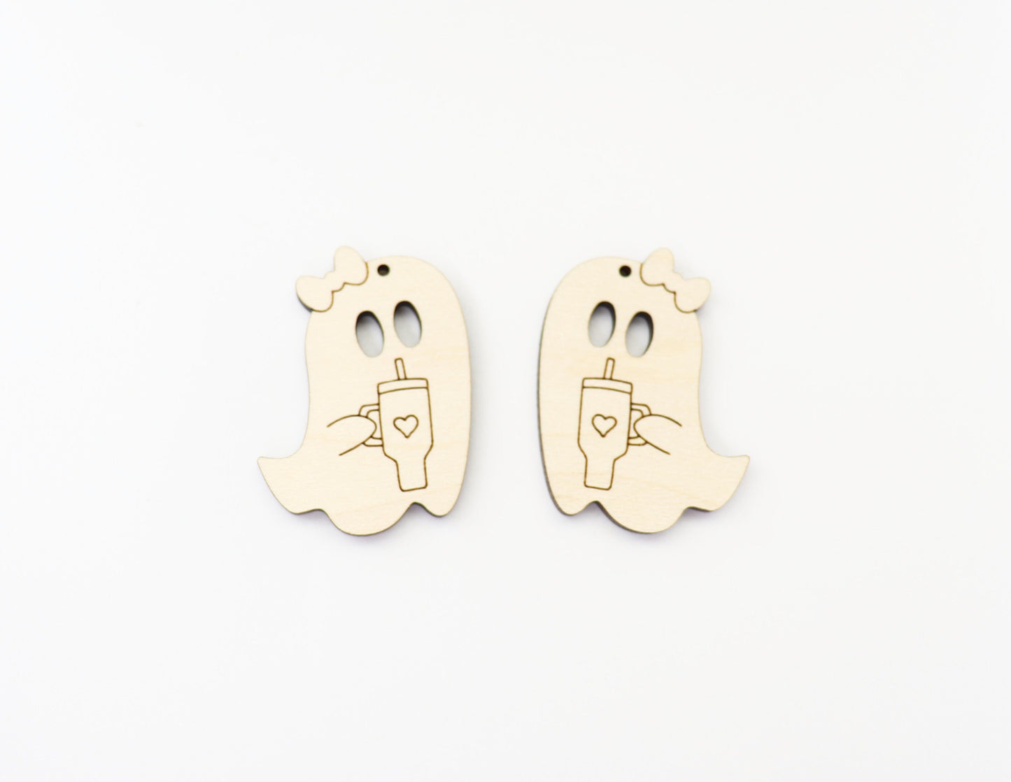 Ghost with tumbler earring blanks, earring blanks