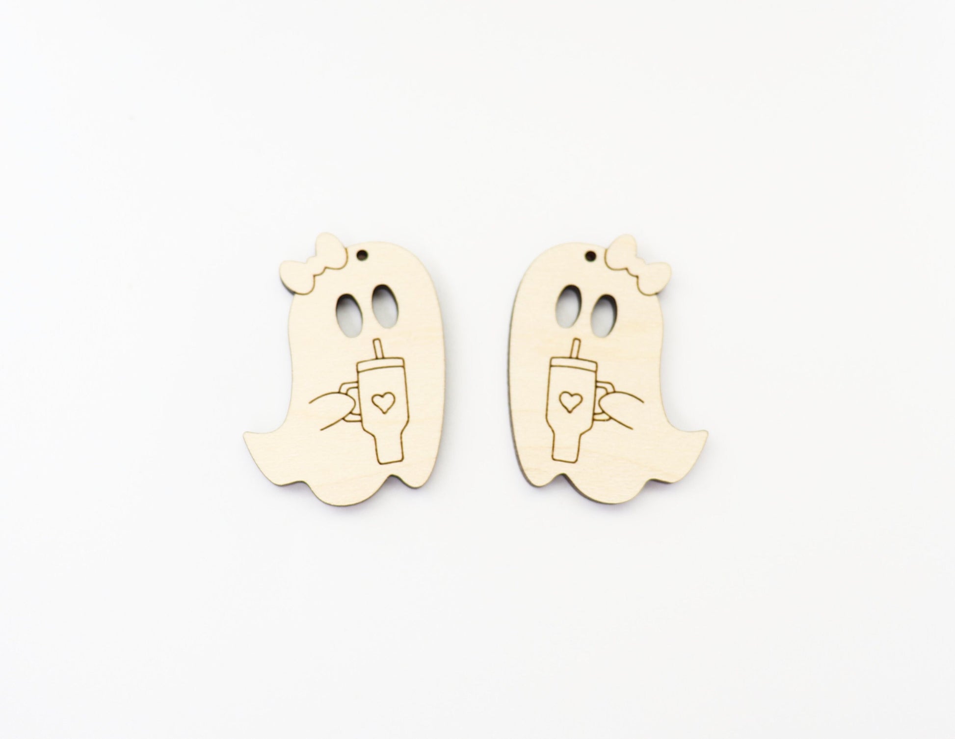 Ghost with tumbler earring blanks, earring blanks