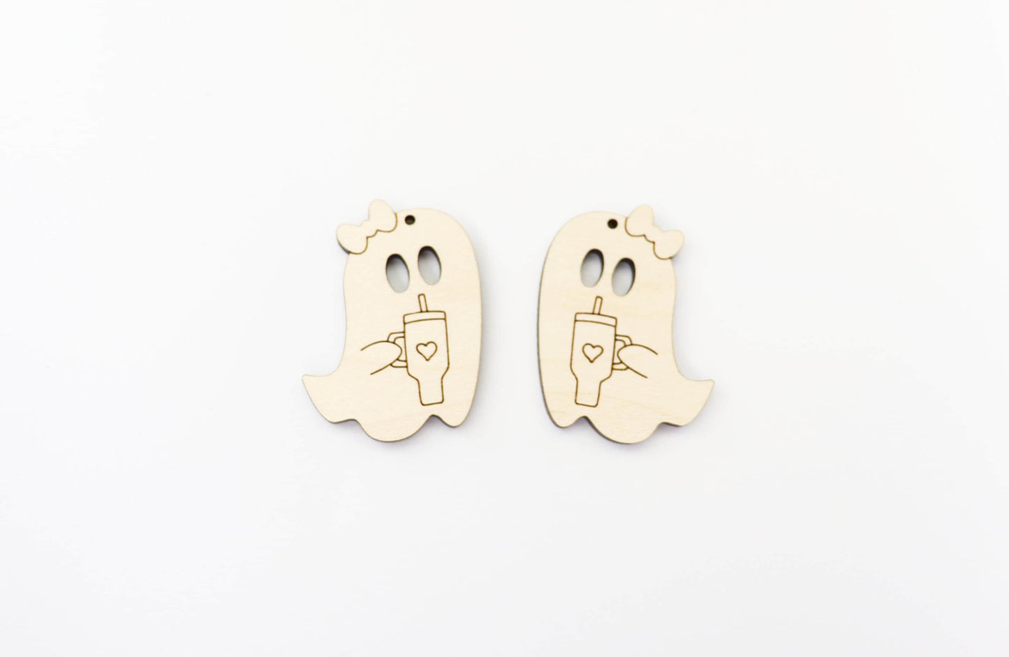 Ghost with tumbler earring blanks, earring blanks