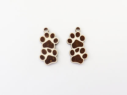 Paw print blanks, earring blanks, wood earrings