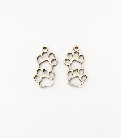 Paw print blanks, earring blanks, wood earrings