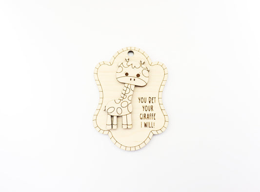 Giraffe Car charm blank, wood blanks