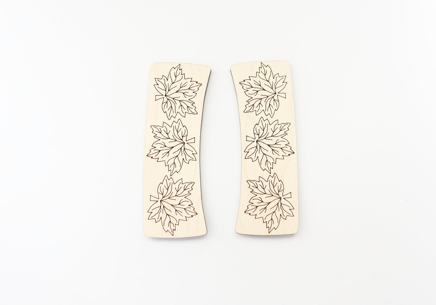 Maple leaf Hair clip blanks, wood blanks, laser cut blanks