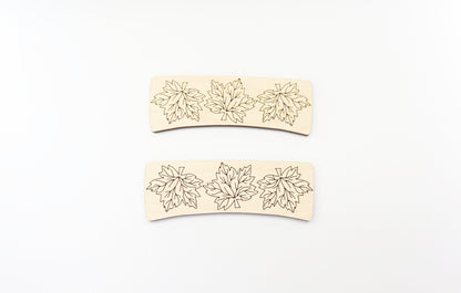 Maple leaf Hair clip blanks, wood blanks, laser cut blanks