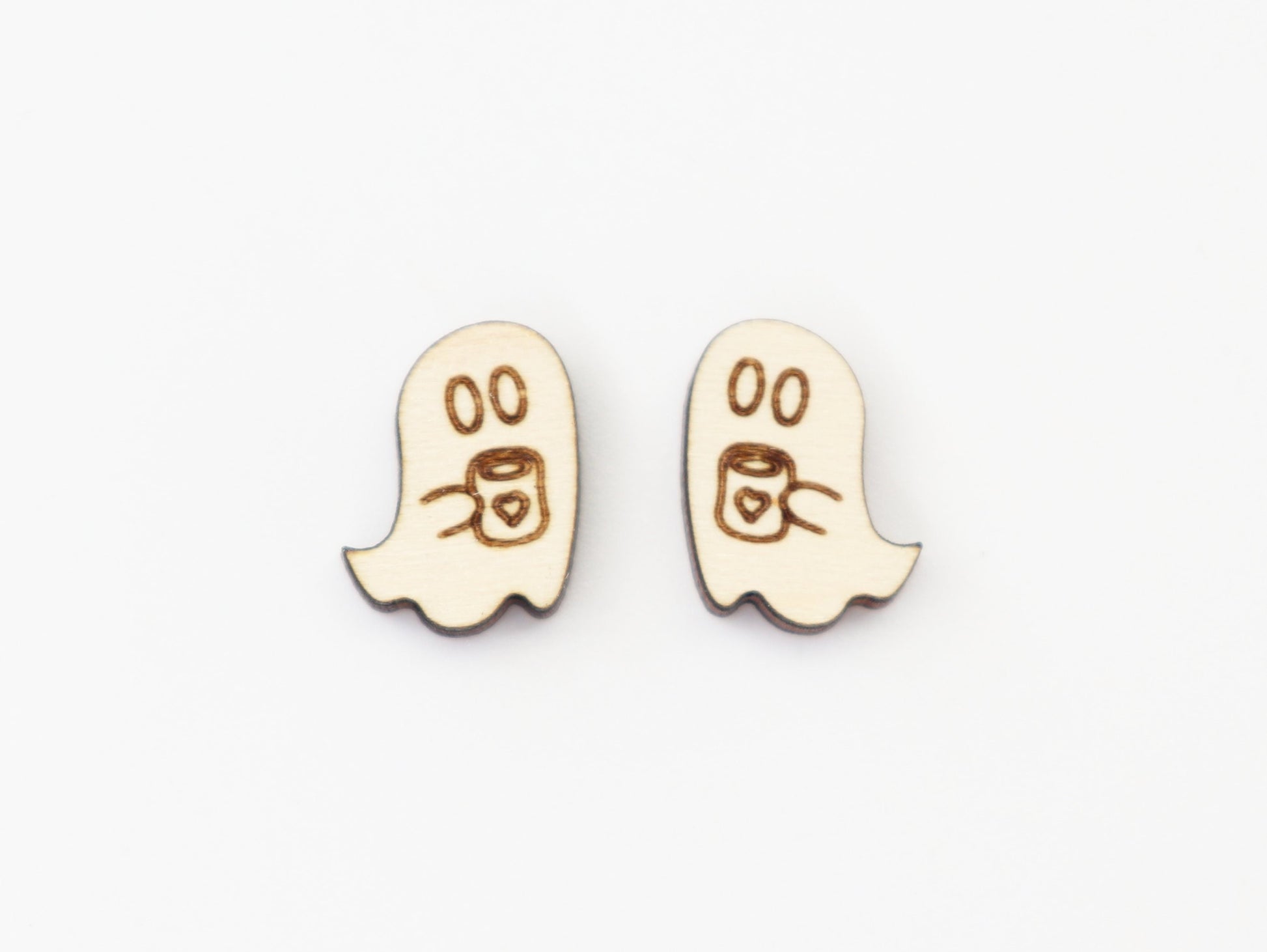 Ghost with coffee stud earring blanks, earring blanks