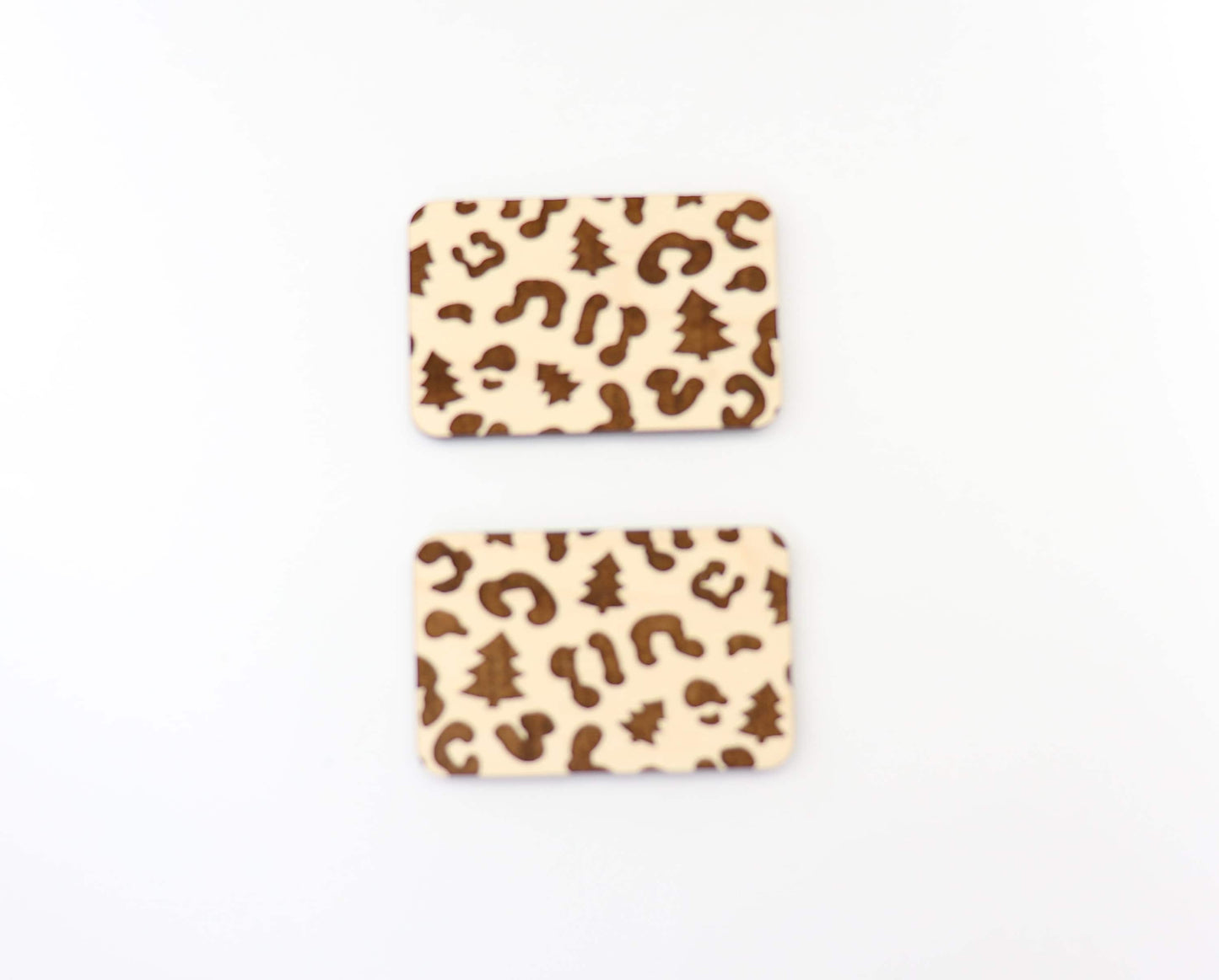 2 Inch Cheetah print tree Hair clip blanks, wood blanks, laser cut blanks