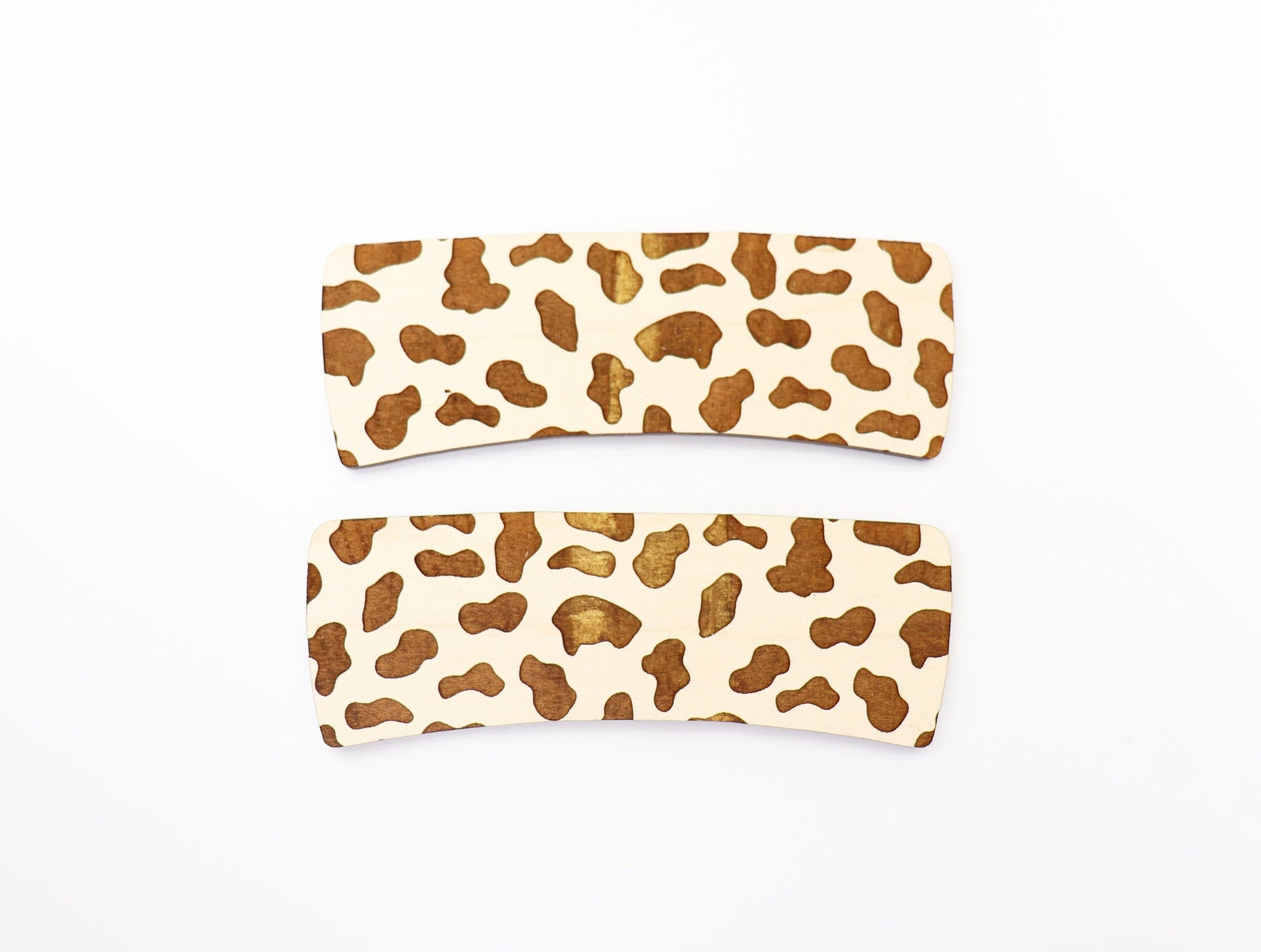 Cow print Hair clip blanks, wood blanks, laser cut blanks