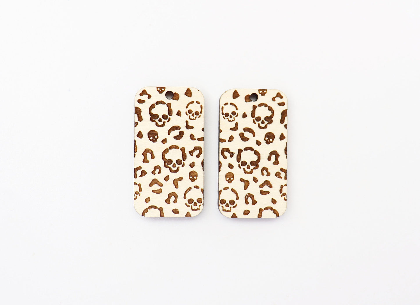 Skull cheetah print earrings, earring blanks