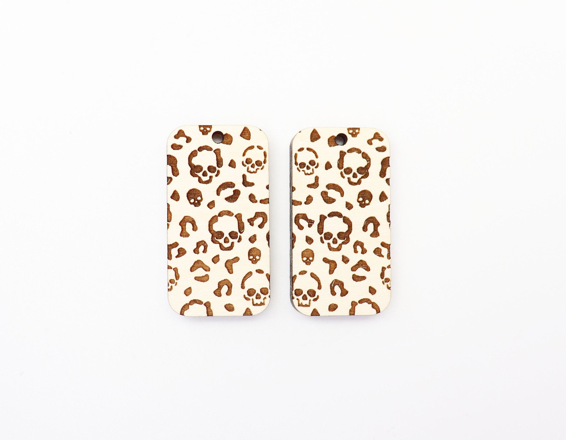 Skull cheetah print earrings, earring blanks