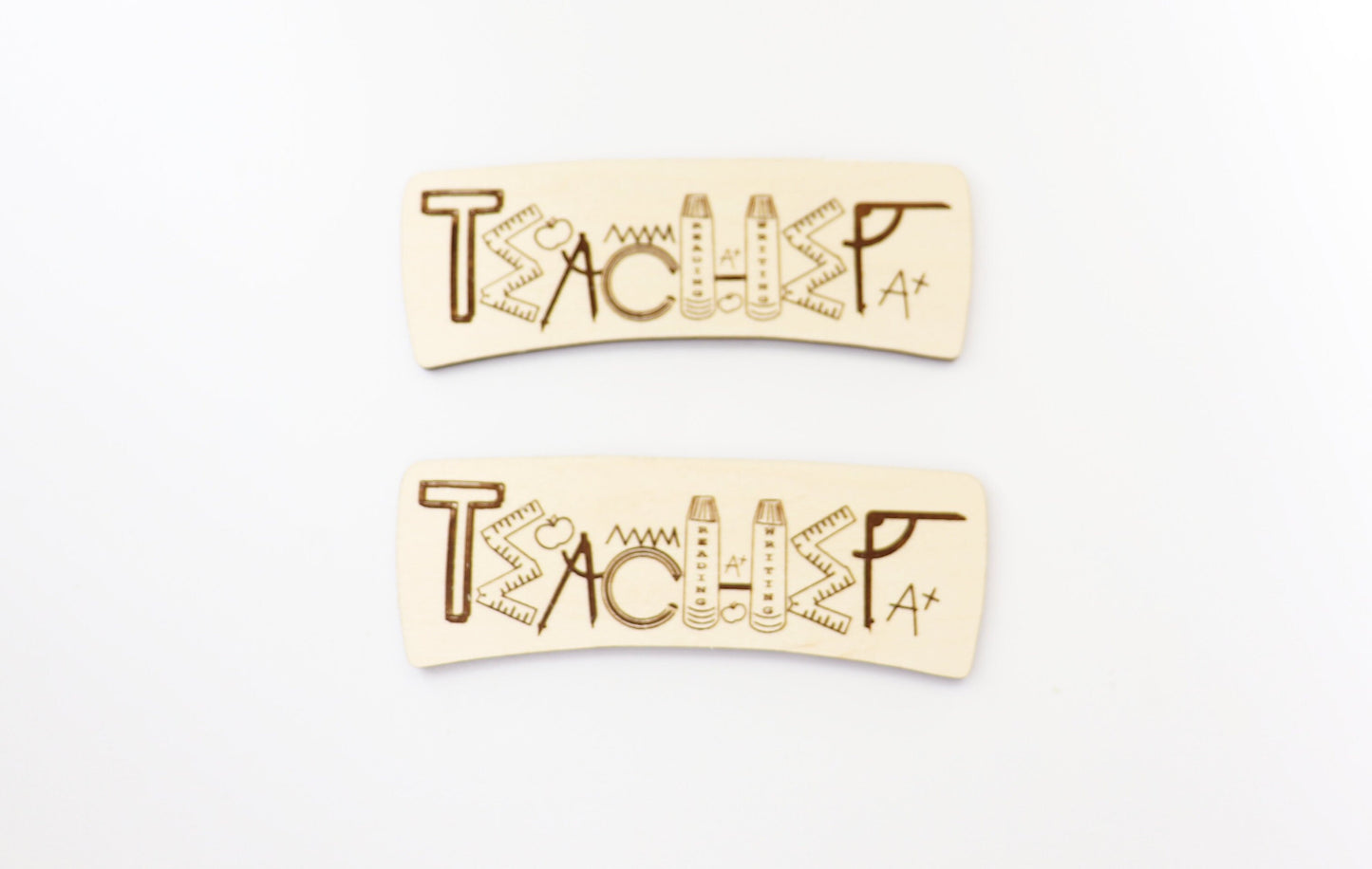 Teacher Hair clip blanks, wood blanks, laser cut blanks