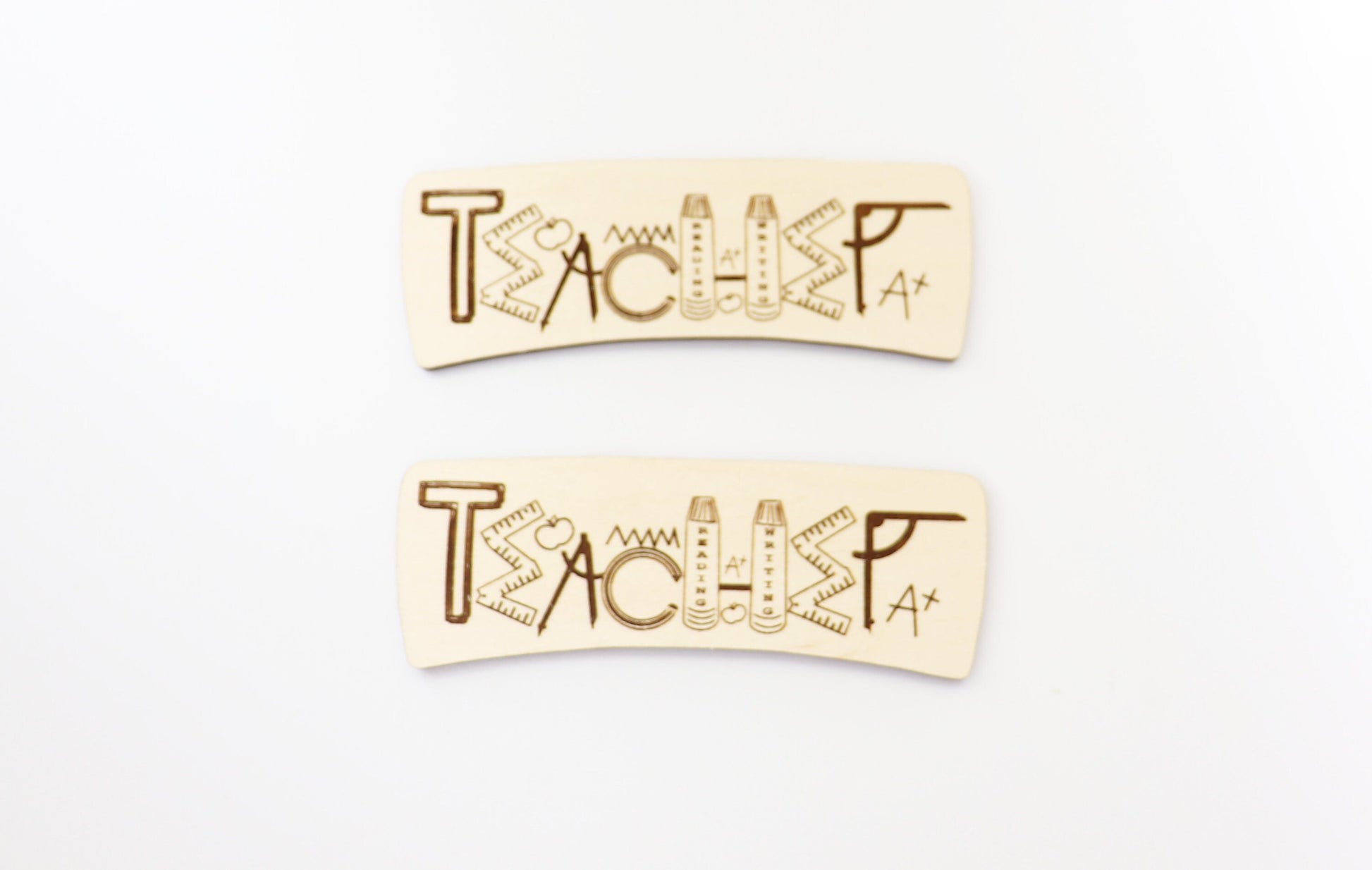 Teacher Hair clip blanks, wood blanks, laser cut blanks