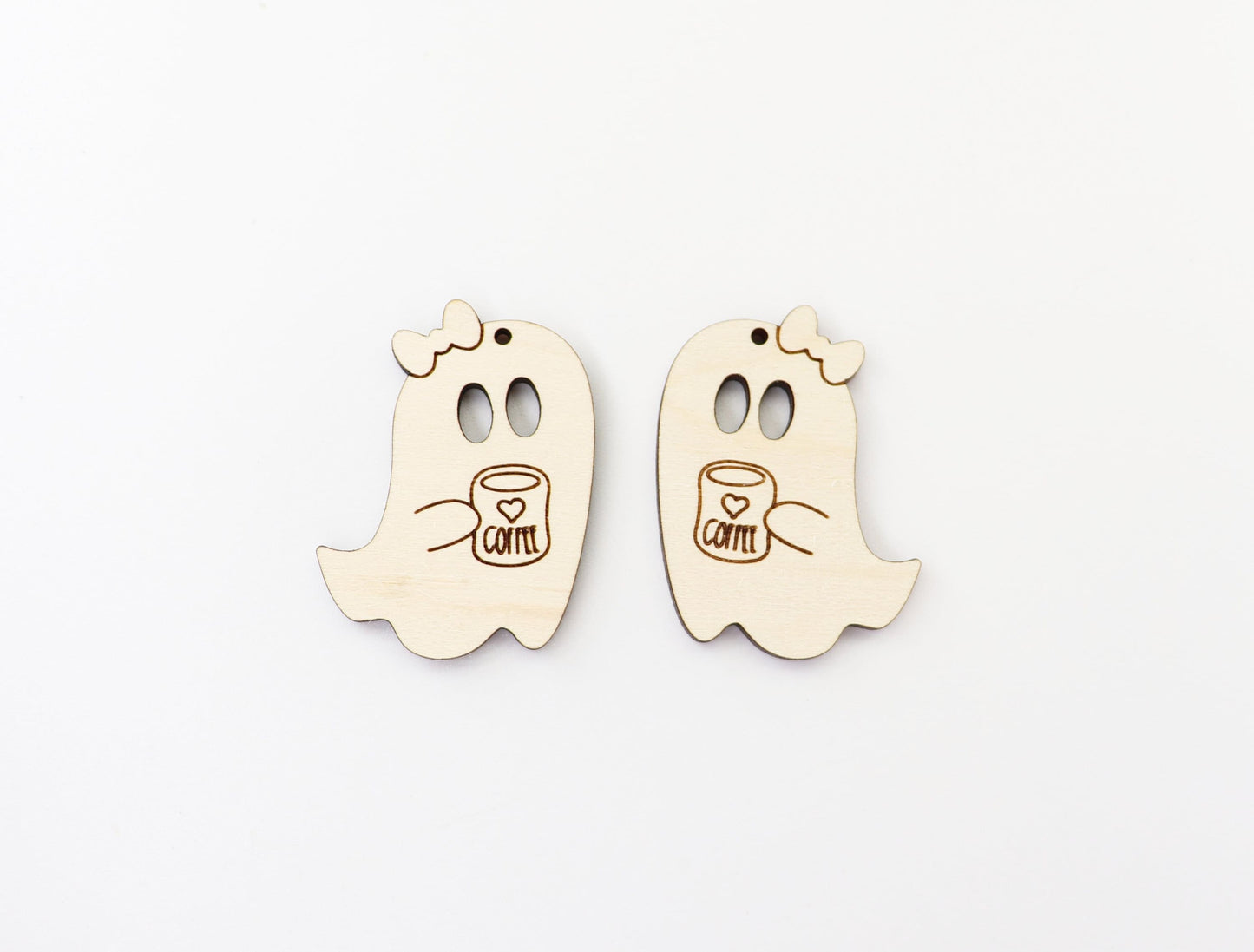 Ghost with coffee earring blanks, earring blanks