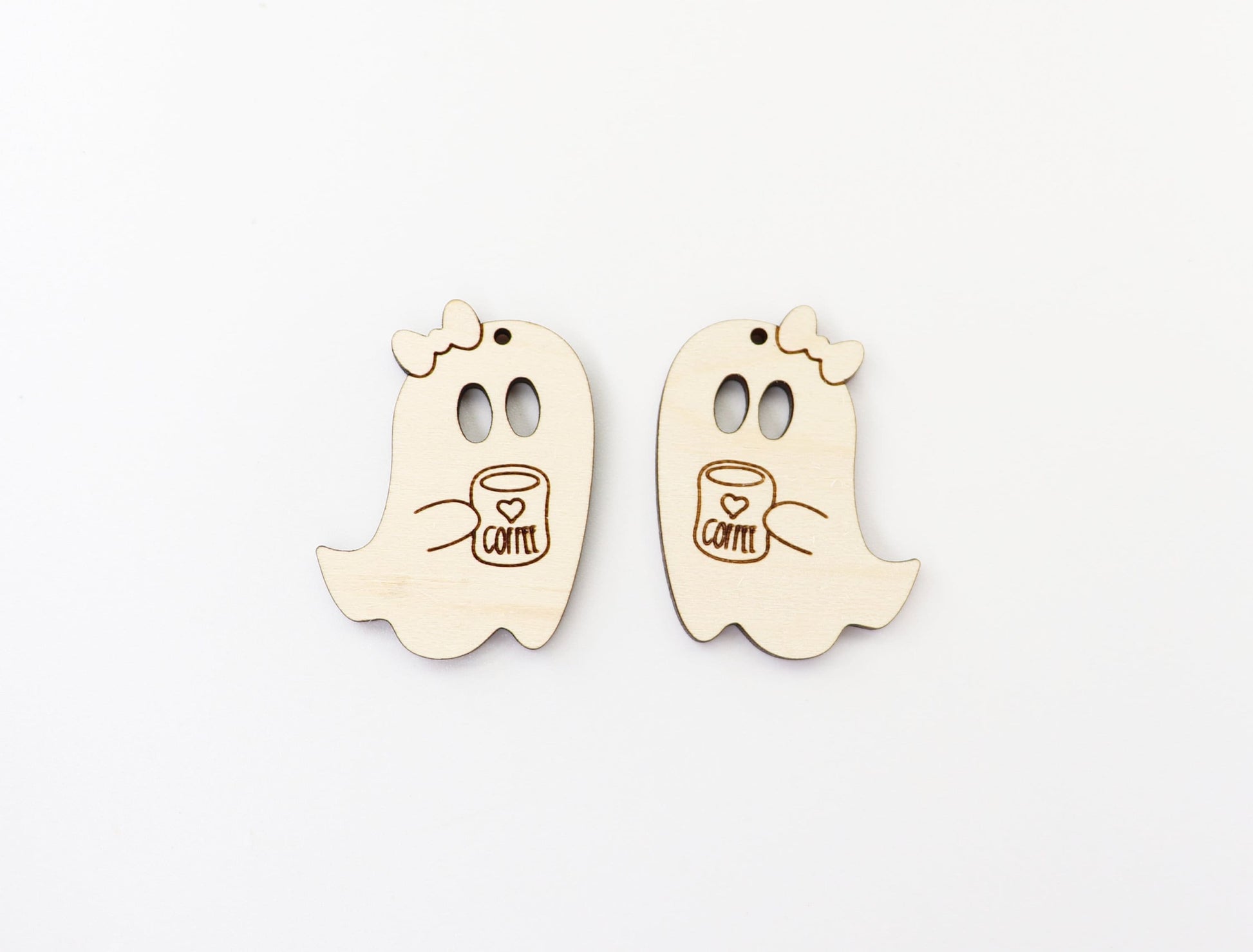 Ghost with coffee earring blanks, earring blanks