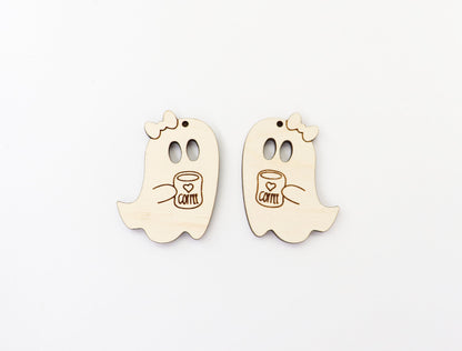 Ghost with coffee earring blanks, earring blanks