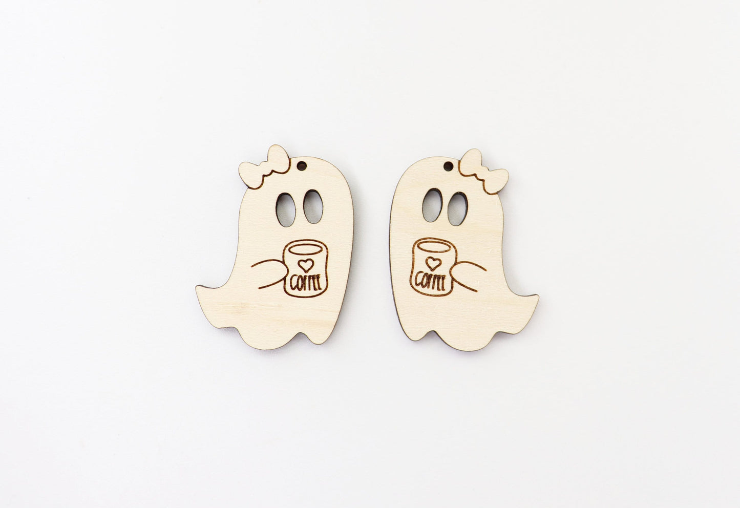 Ghost with coffee earring blanks, earring blanks