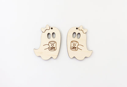 Ghost with coffee earring blanks, earring blanks