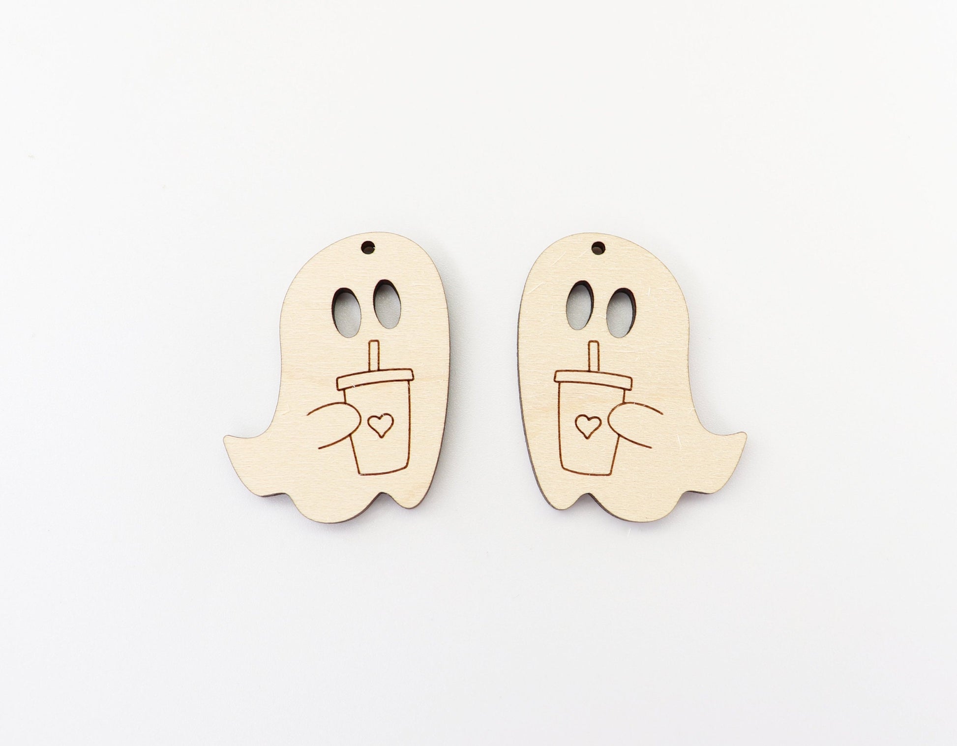 Ghost with cup earring blanks, earring blanks