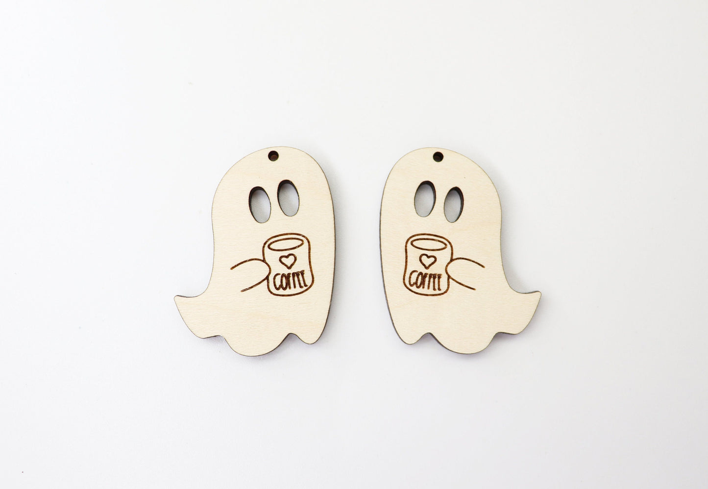 Ghost with coffee earring blanks, earring blanks