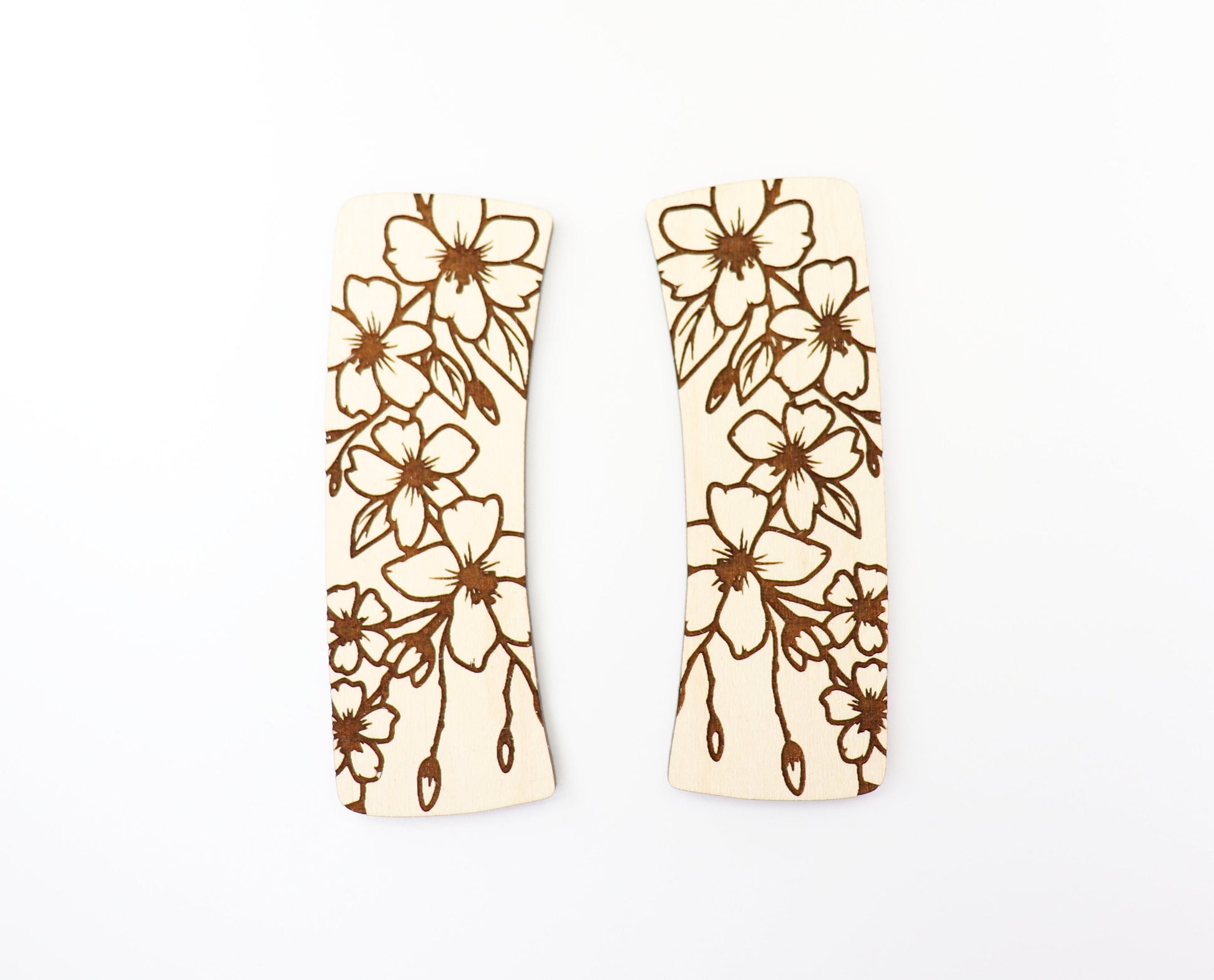 Cherry blossom Hair clip blanks, wood blanks, laser cut blanks