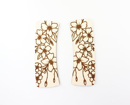 Cherry blossom Hair clip blanks, wood blanks, laser cut blanks