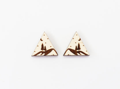 Mountain stud Earring blanks, DIY earrings, wood studs