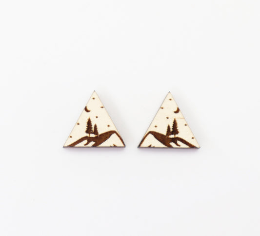 Mountain stud Earring blanks, DIY earrings, wood studs