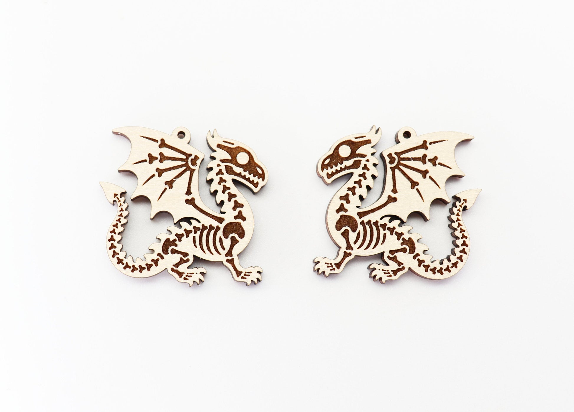 Dragon skeleton earrings, wood earring blanks