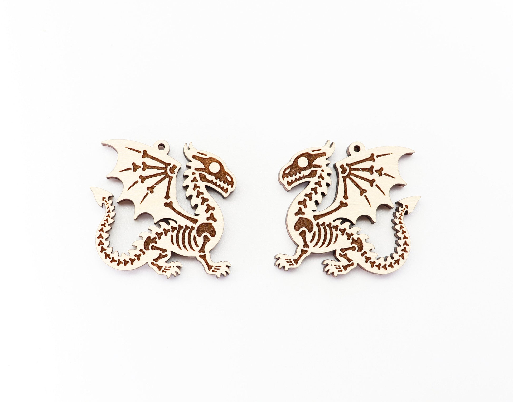 Dragon skeleton earrings, wood earring blanks