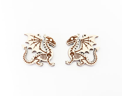 Dragon skeleton earrings, wood earring blanks