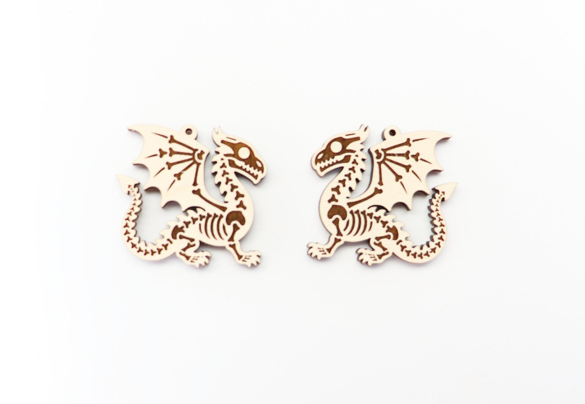 Dragon skeleton earrings, wood earring blanks