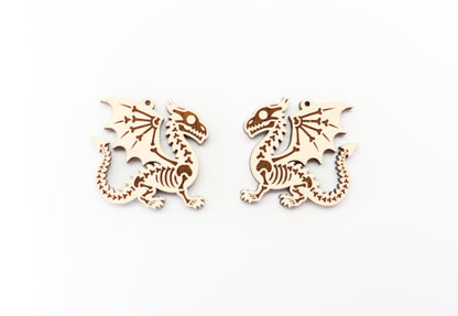 Dragon skeleton earrings, wood earring blanks