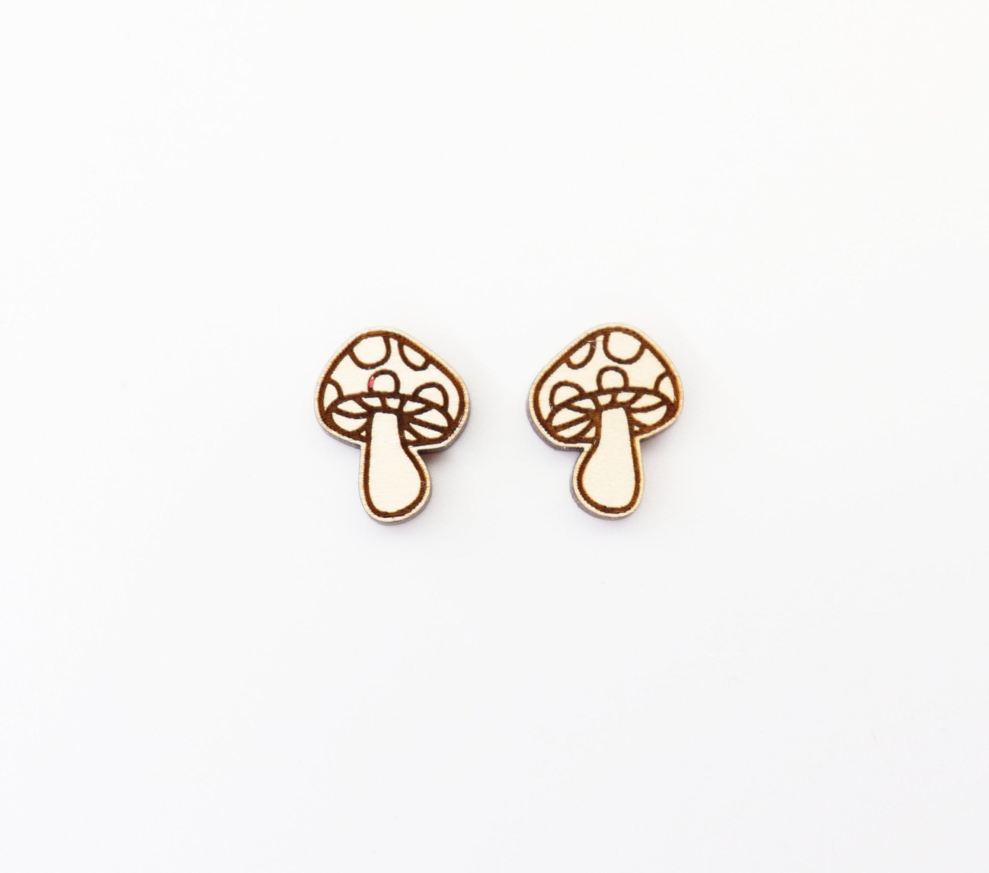 Mushroom studs, wood earring blanks