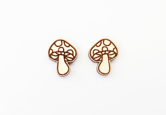 Mushroom studs, wood earring blanks