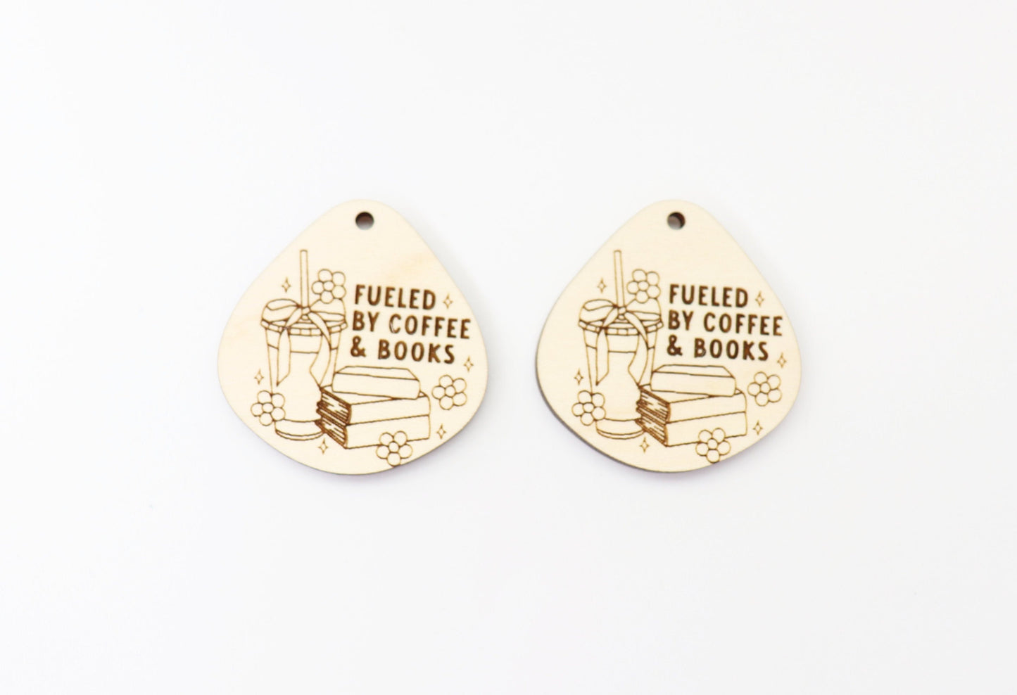 Coffee and books earring blanks, wood earrings