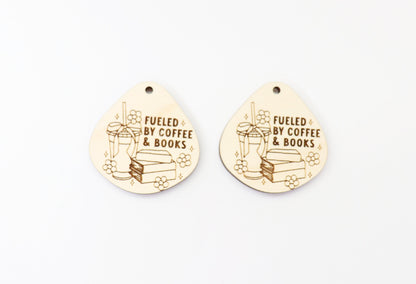 Coffee and books earring blanks, wood earrings