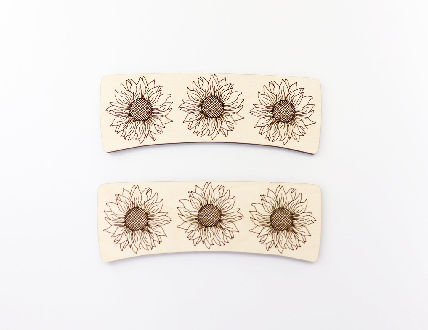 Sunflower Hair clip blanks, wood blanks, laser cut blanks