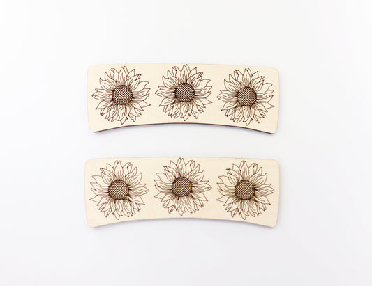 Sunflower Hair clip blanks, wood blanks, laser cut blanks