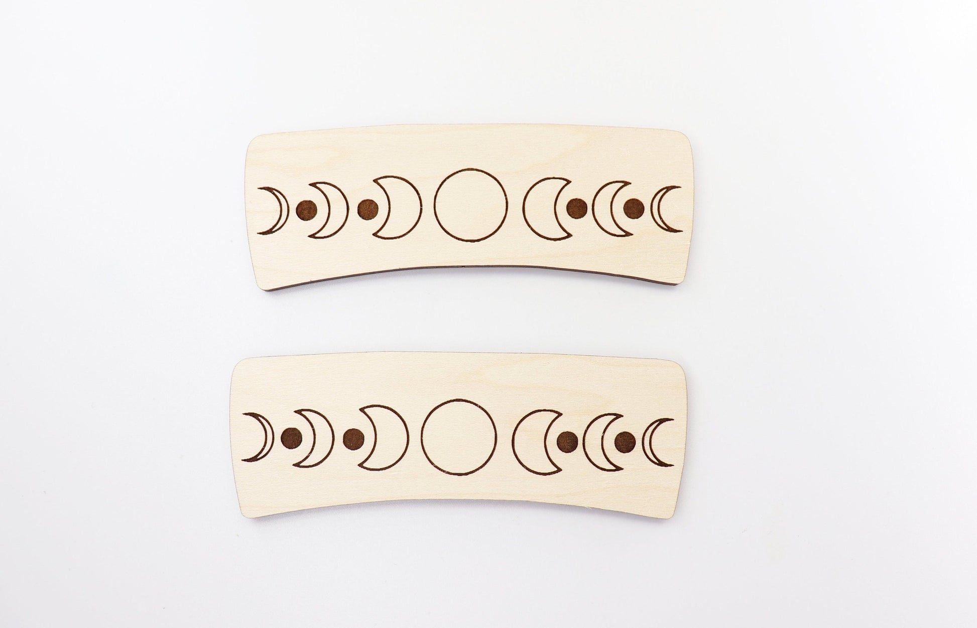 Moon phase Hair clip blanks, wood blanks, laser cut blanks