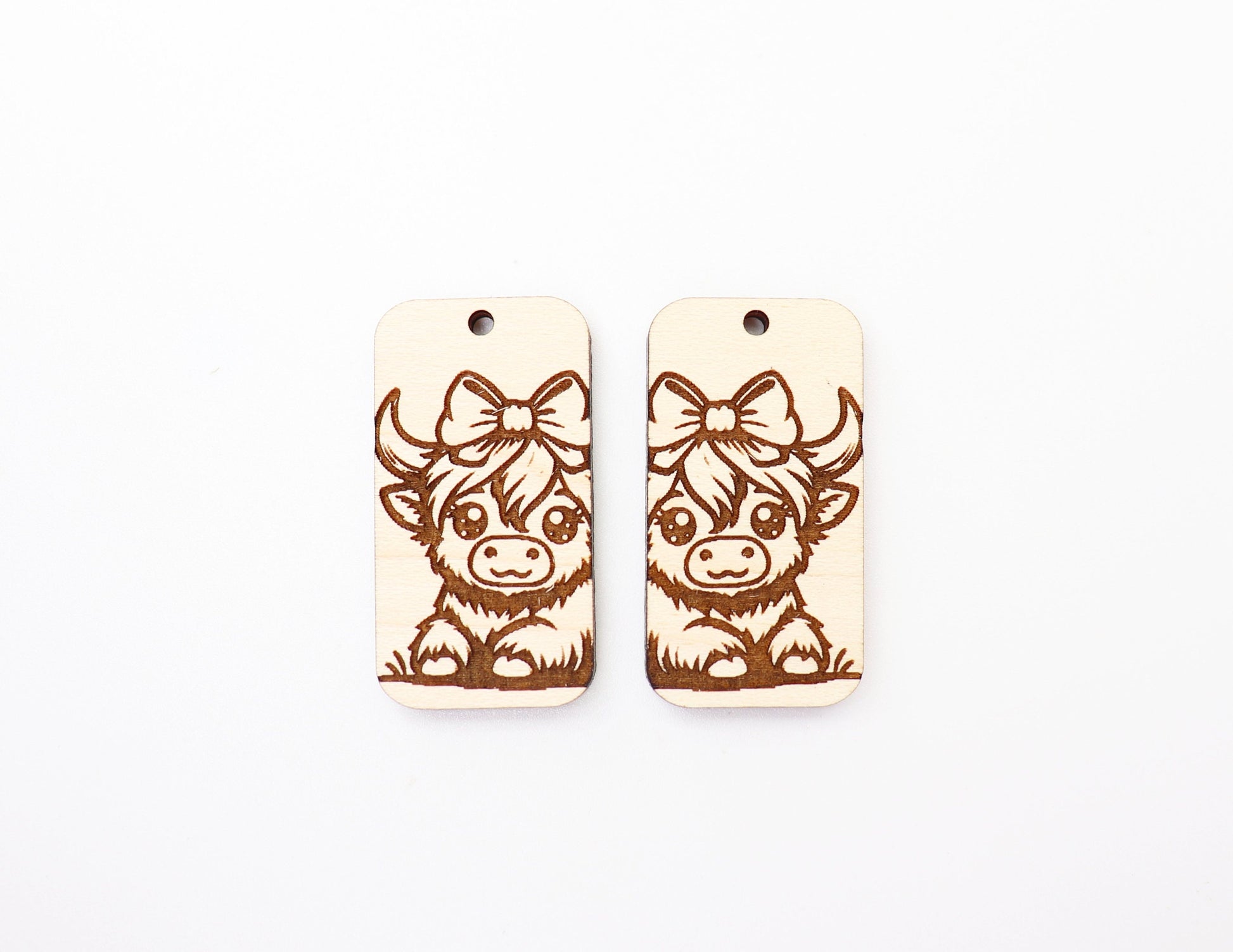 Highland cow earrings, wood earring blanks