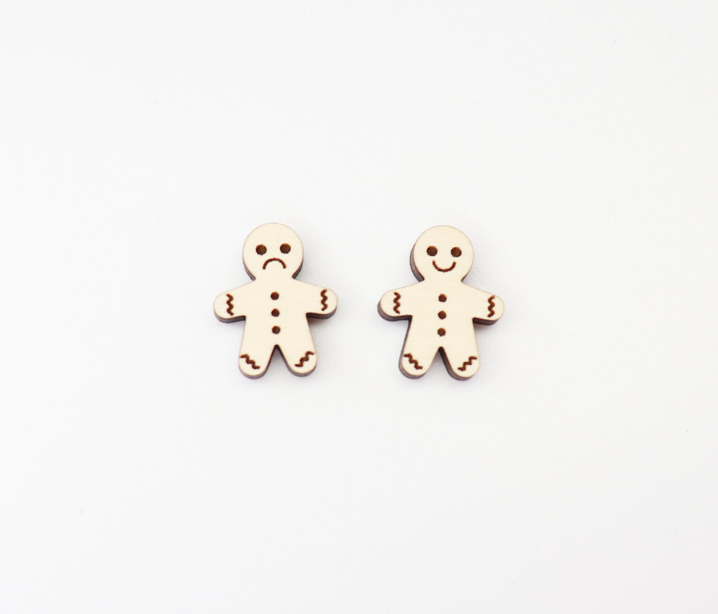 Gingerbread men earring blanks, Gingerbread studs