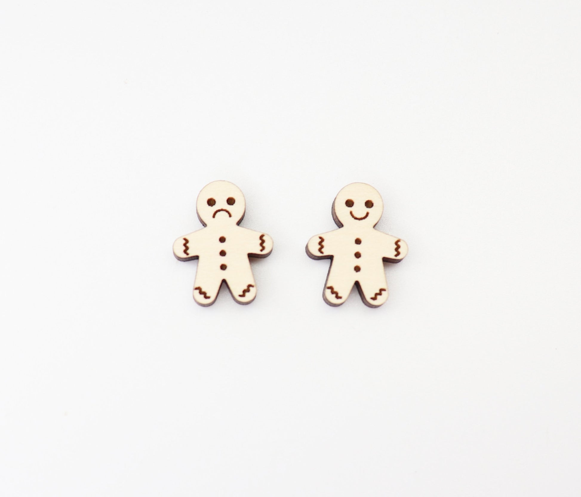 Gingerbread men earring blanks, Gingerbread studs