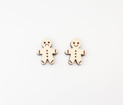 Gingerbread men earring blanks, Gingerbread studs