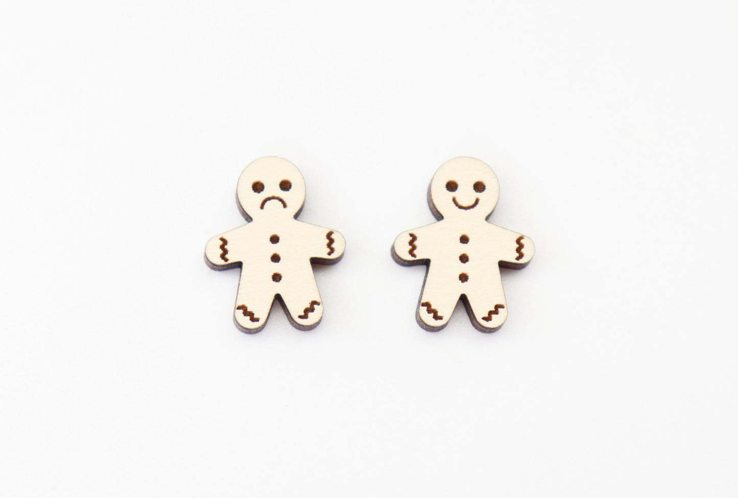 Gingerbread men earring blanks, Gingerbread studs